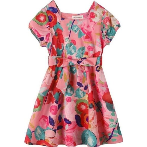 Bevorzugt Floral Printed Dresses with Bowknot Short Sleeve Easter Spring - Picture 1 of 8
